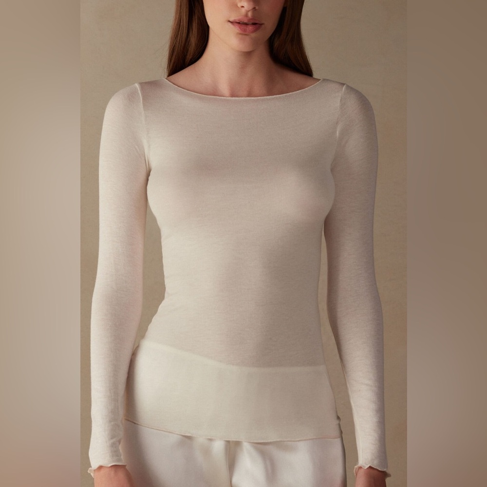 intimissimi boat neck modal cashmere ultralight top